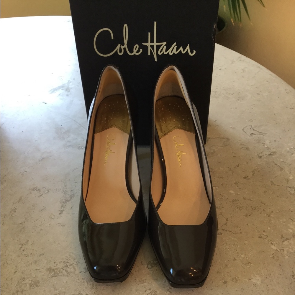 Cole Haan patent leather brown pumps